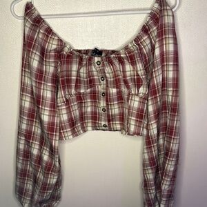 Plaid Off-Shoulder Top